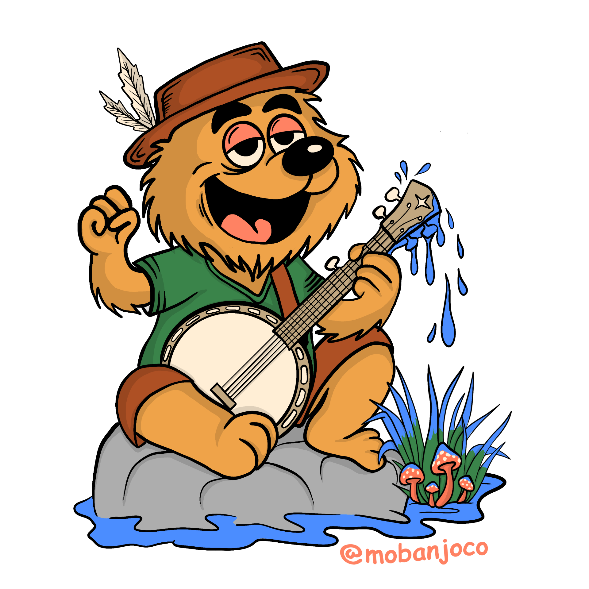 Mo Banjo Co mascot bear playing banjo